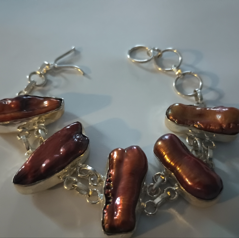 Golden Colored Biwa Pearl Bracelet